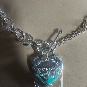 Tiffany & Co. Silver and Teal Heart Necklace